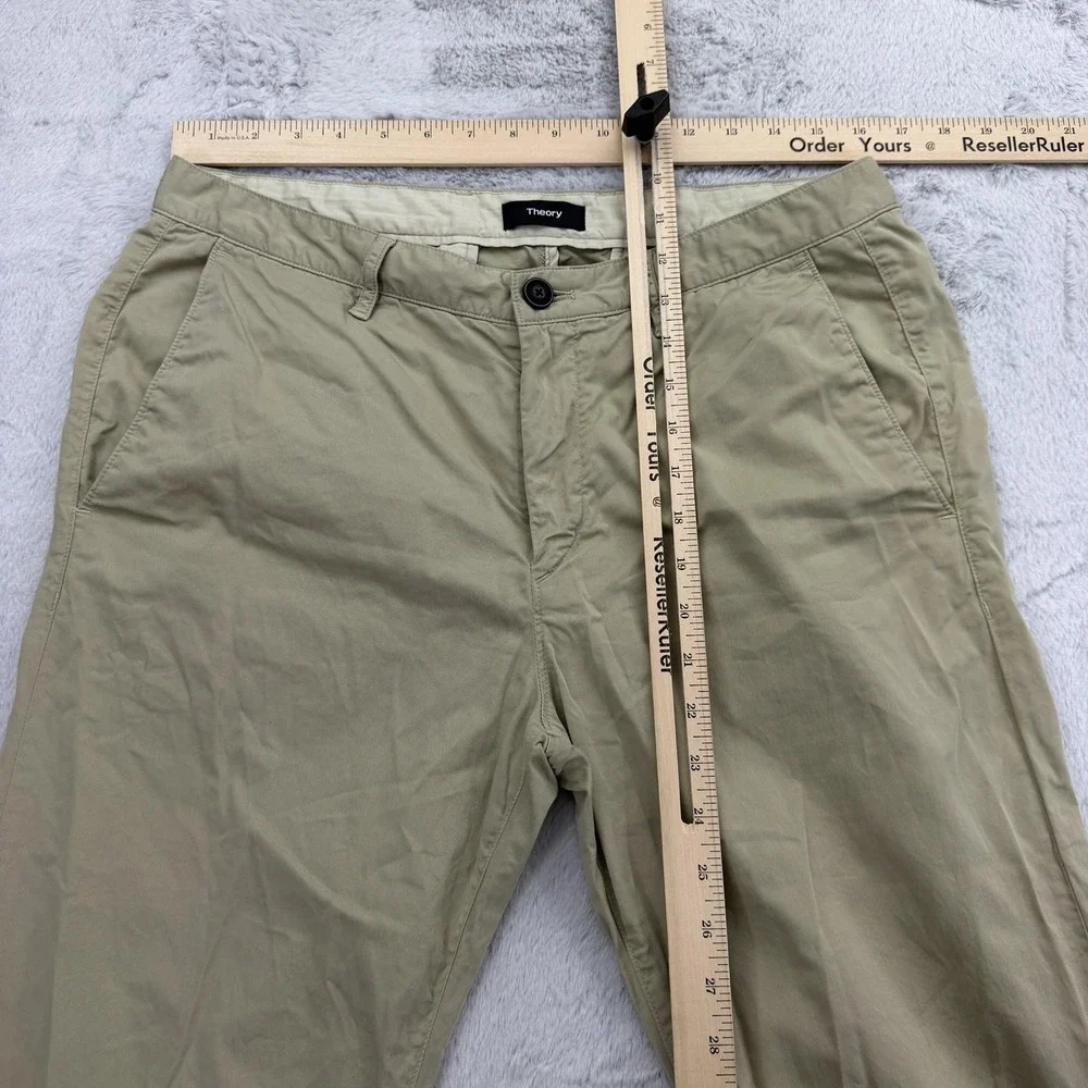 Theory Pants Mens 33 X 32 Beige Chino Flat Front Straight Cotton Zaine Twill